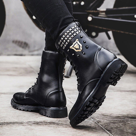 Punk Studded Leather Shoes - Anagoc