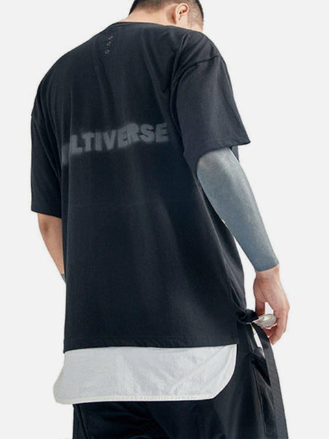 Cyberpunk Fake Two Patchwork Cotton Tee - Anagoc