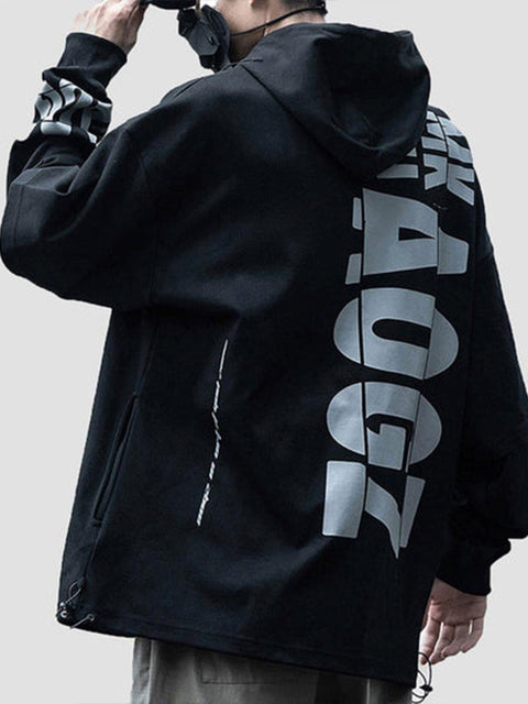 Fake Two Symmetry Print Hoodie - Anagoc