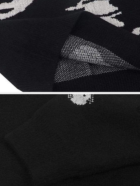 Skeleton Print Knit Sweater - Anagoc