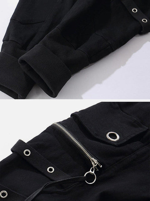Zipper Multi Pockets Harem Pants - Anagoc