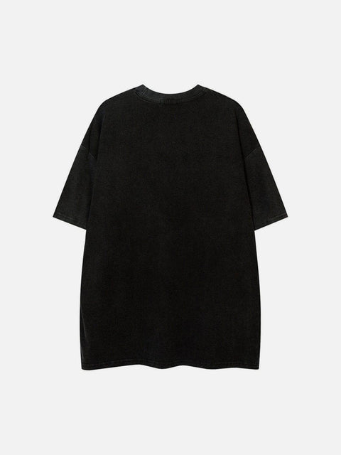 Punk Butterfly Graphic Washed Tee - Anagoc