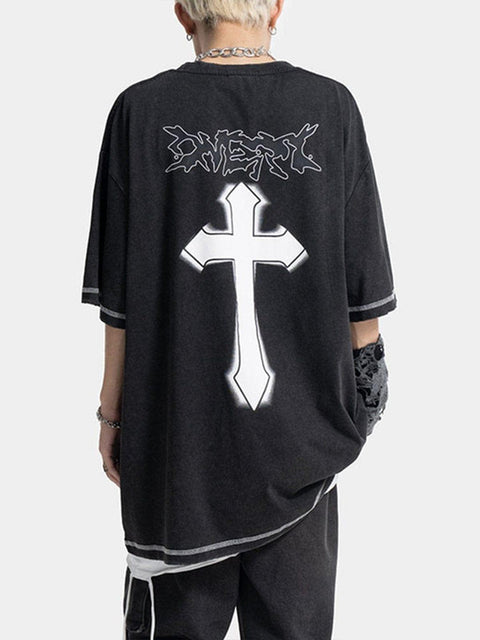 Cross Washed Graphic Tee - Anagoc