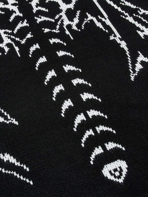 Fantasy Demon Print Oversized Sweater - Anagoc