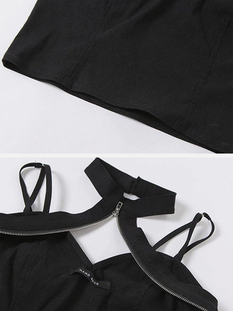 Zipper Neck Strap Vest - Anagoc