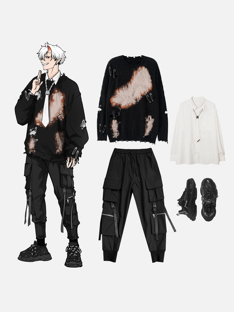 Paperclip Tie Dye Hole Knit Sweater
