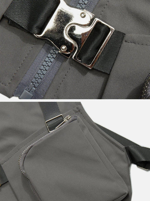 Function Metal Zipper Buckle Vest - Anagoc