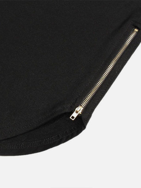 Function Side Zipper Hooded Tee - Anagoc