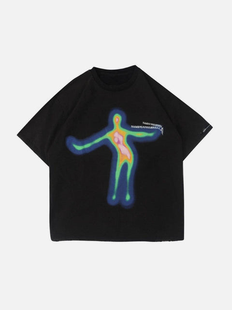 Distorted Portrait Graphic Cotton Tee - Anagoc