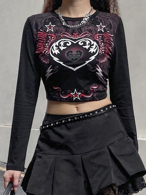 Love Totem Print Long Sleeve T Shirt - Anagoc