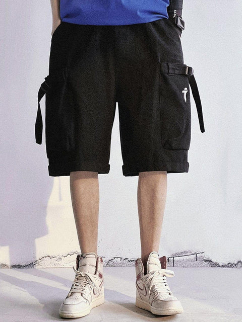 Drawstring Pocket Embroidery Shorts - Anagoc