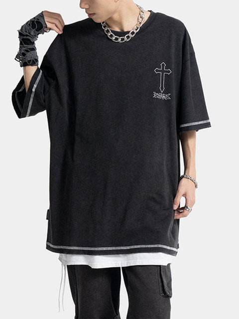 Cross Washed Graphic Tee - Anagoc