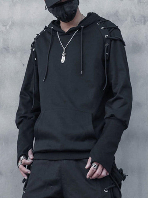 Dark Patchwork Bandage Hoodie - Anagoc
