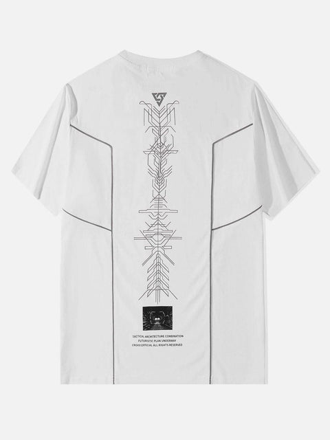 Functional Reflective Strip Print Cotton Tee - Anagoc