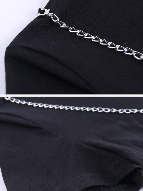Irregular Chain Short Sleeve T Shirt - Anagoc
