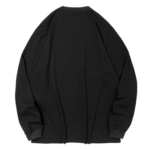 Solid Color Label Embroidery Sweatshirt - Anagoc