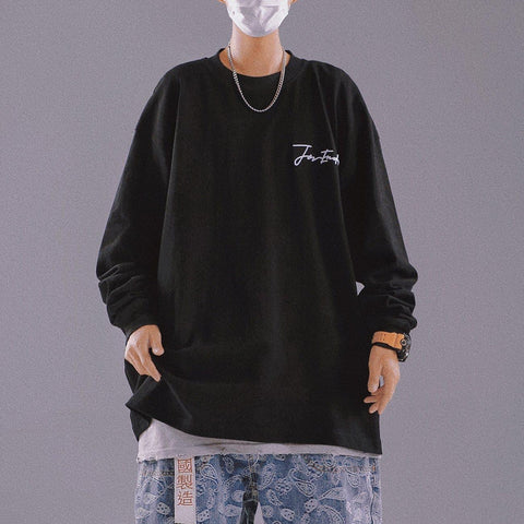 Solid Color Embroidery Sweatshirt - Anagoc