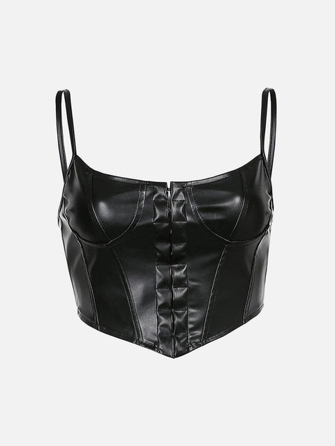 Breasted Corset PU Vest - Anagoc
