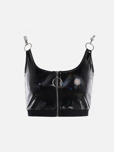 Zip Up PU Vest - Anagoc