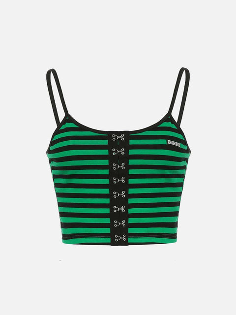 Dark Single-breasted Buckled Striped Vest - Anagoc