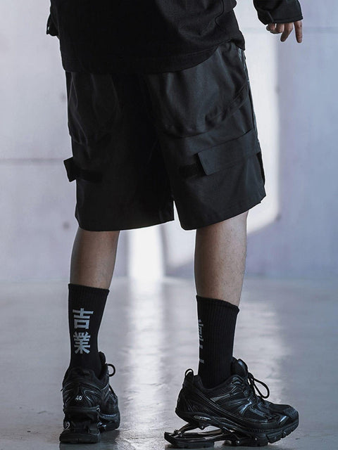 Dark Mechanical Print Cargo Shorts - Anagoc