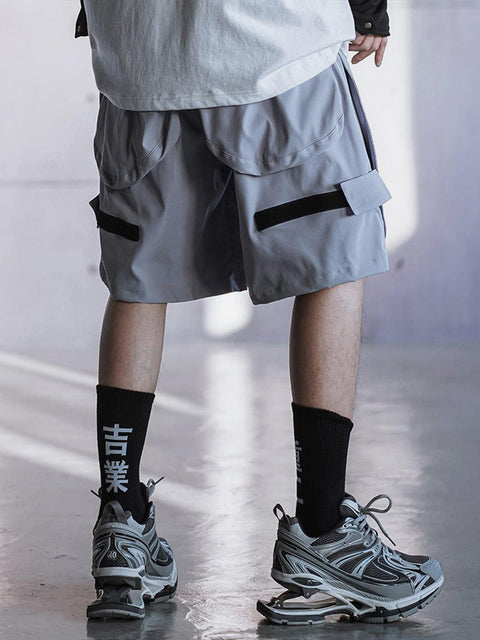 Dark Mechanical Print Cargo Shorts - Anagoc
