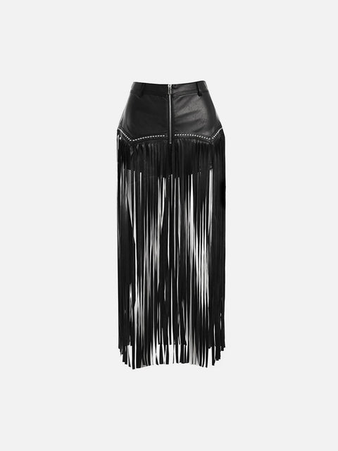 Rivet Chain Tassel Skirt - Anagoc