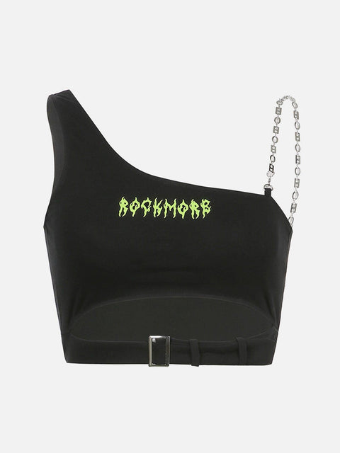 Asymmetric Chain Print Vest - Anagoc