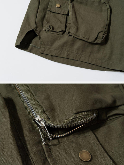 Button Pockets Cargo Shorts - Anagoc