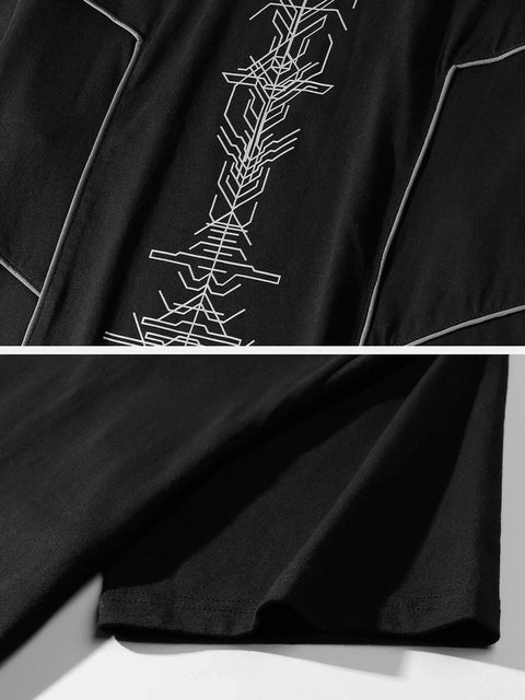 Functional Reflective Strip Print Cotton Tee - Anagoc