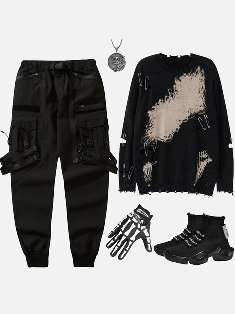 Paperclip Tie Dye Hole Knit Sweater