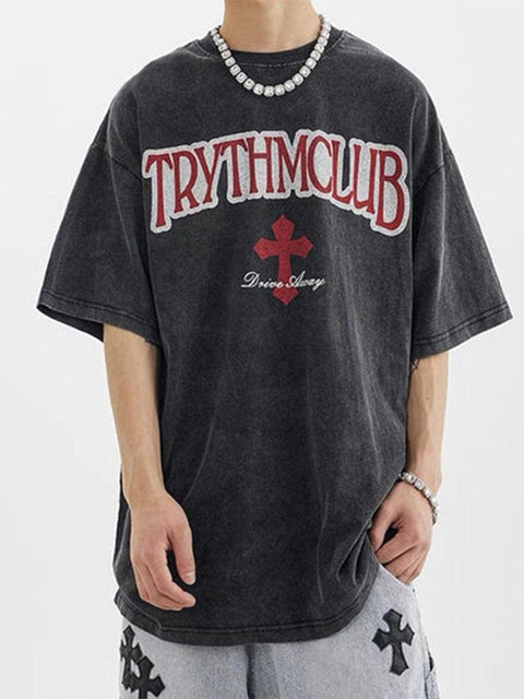 Letter Graphic Oversized Tee - Anagoc