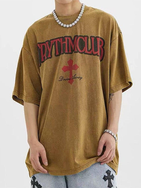 Letter Graphic Oversized Tee - Anagoc