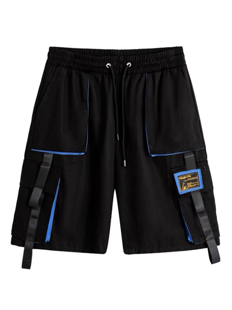 Patchwork Ribbon Cargo Shorts - Anagoc