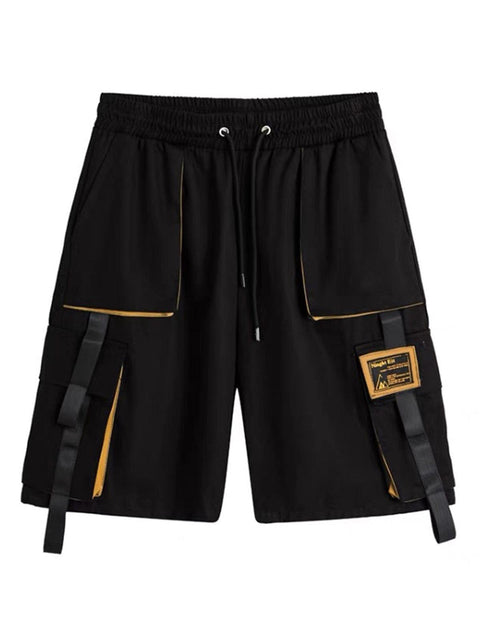 Patchwork Ribbon Cargo Shorts - Anagoc