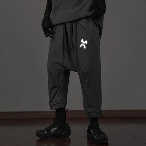 Multi Pockets Drawstring Calf Pants - Anagoc
