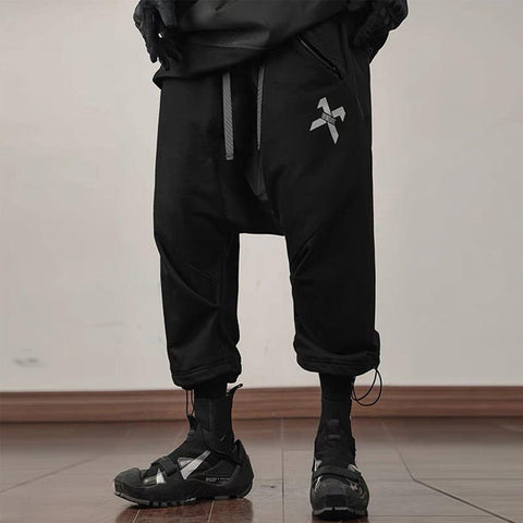 Multi Pockets Drawstring Calf Pants - Anagoc