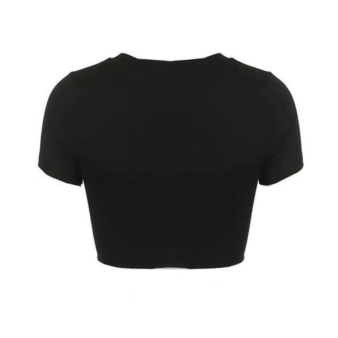 Butterfly Print Cropped Short Sleeve T Shirt - Anagoc