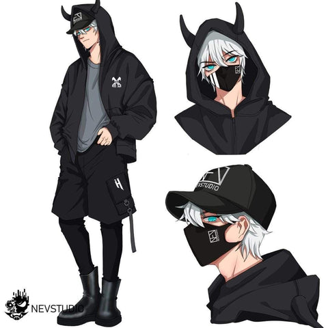 Techwear Devil Horns Cardigan Hoodies - Anagoc