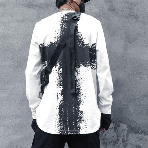 Dark Cross Print Sweatshirt - Anagoc