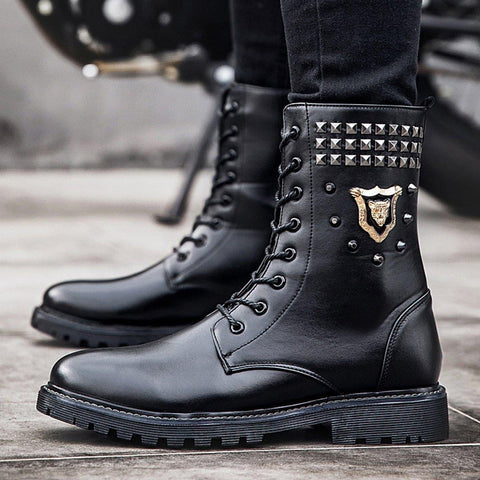 Punk Studded Leather Shoes - Anagoc
