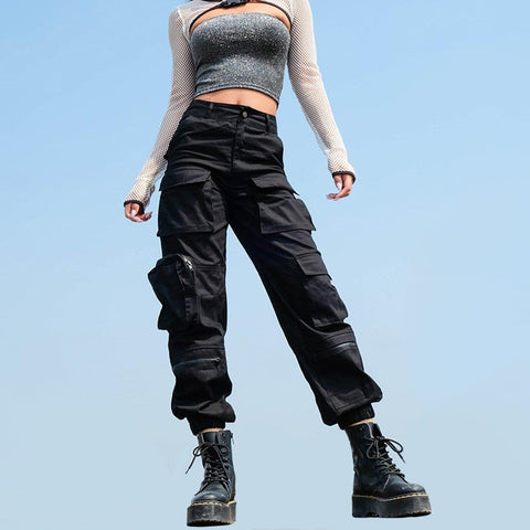 Asymmetrical Multi Pockets Cargo Pants - Anagoc