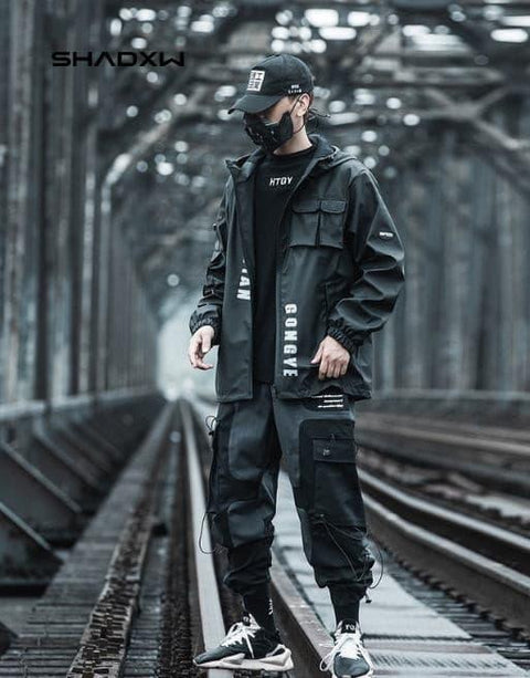 Black Cargo Jacket Mens - Anagoc