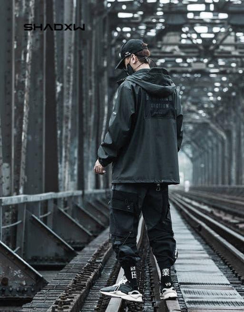 Black Cargo Jacket Mens - Anagoc