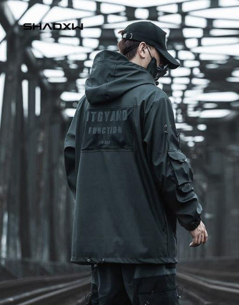 Black Cargo Jacket Mens - Anagoc