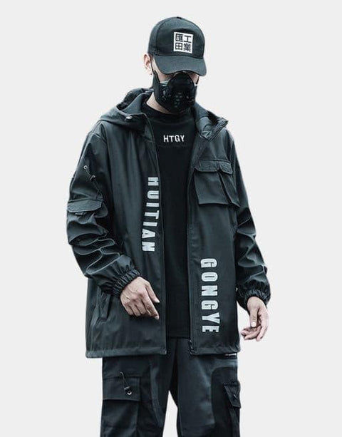 Black Cargo Jacket Mens - Anagoc