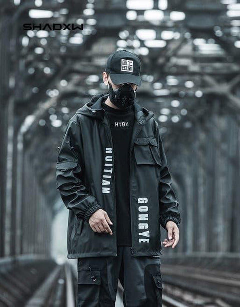 Black Cargo Jacket Mens - Anagoc