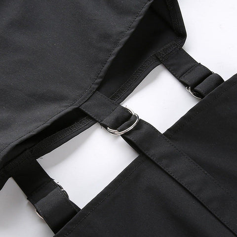 Combat Removable Buckle Hollow Out Pants - Anagoc