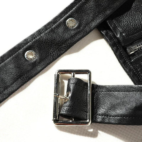 Ribbon Denim Leather Jacket - Anagoc