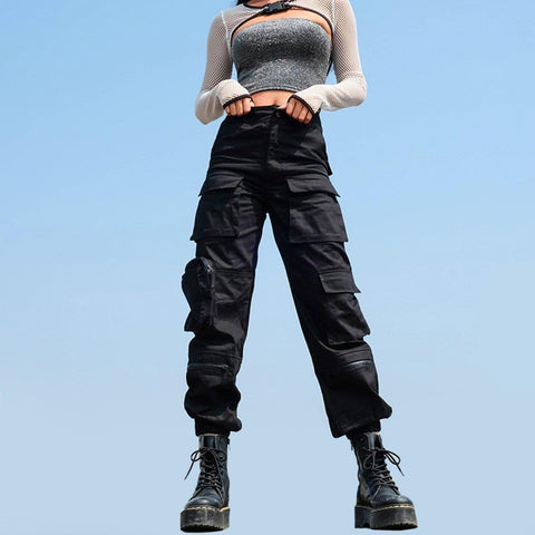 Asymmetrical Multi Pockets Cargo Pants - Anagoc
